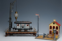 Märklin Wärterhaus, BrÃ¼cke, Lampe mit Kerzenbeleuchtung und Waggon 10.000k